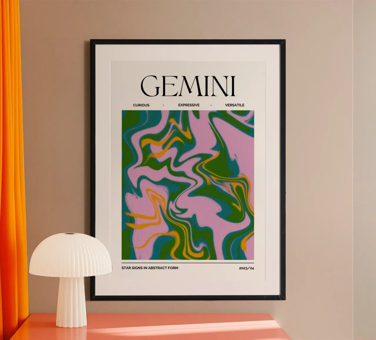 Gemini Zodiac Print – Dynamic, Expressive & Playful Poster von PrintCessStudio