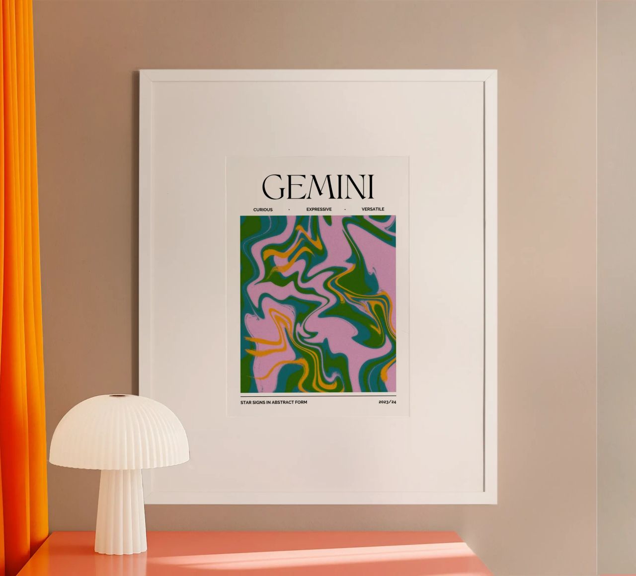 Gemini Zodiac Print – Dynamic, Expressive & Playful Poster von PrintCessStudio