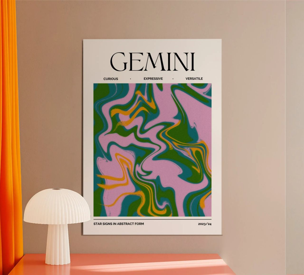 Gemini Zodiac Print – Dynamic, Expressive & Playful Poster von PrintCessStudio