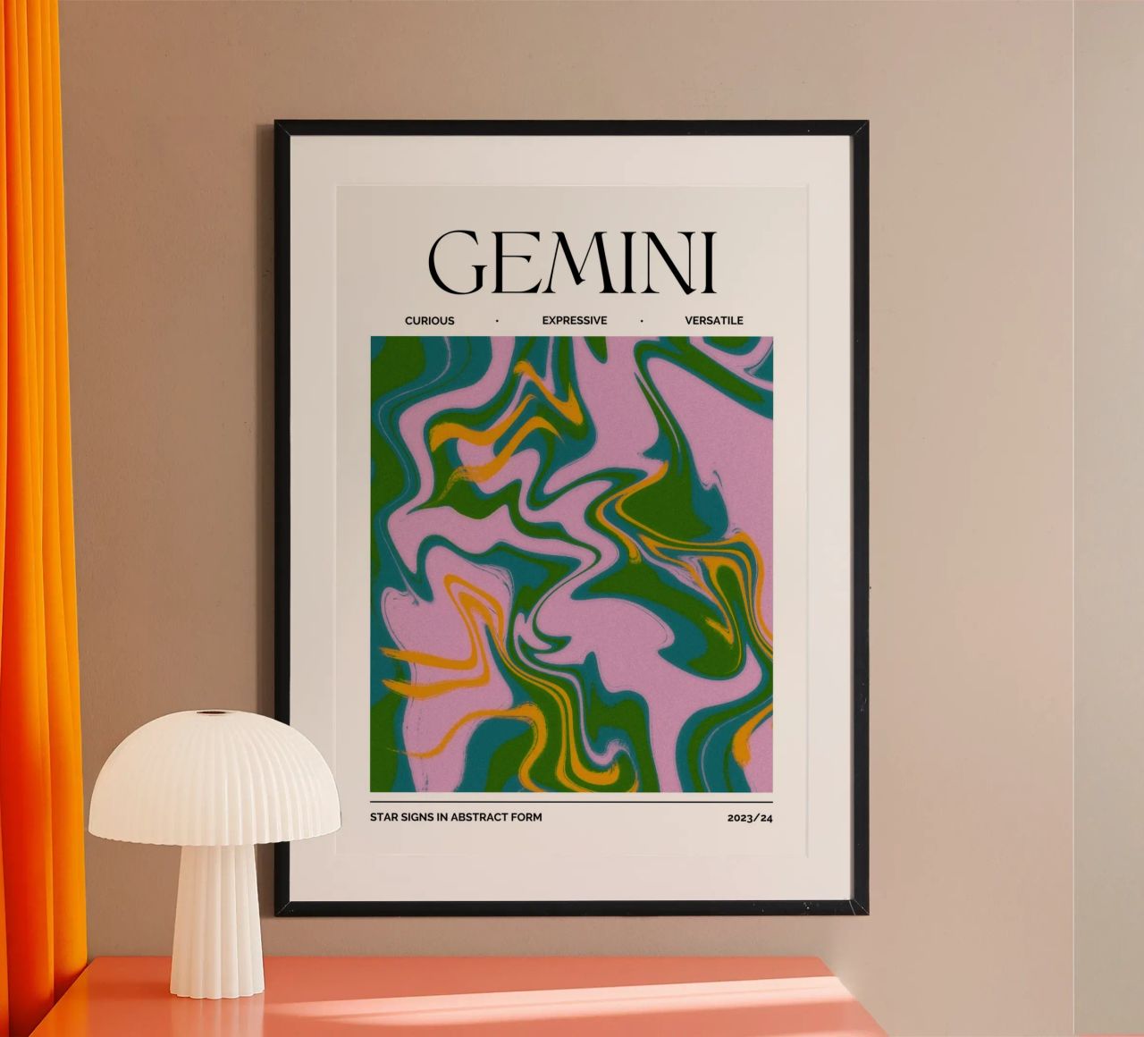 Gemini Zodiac Print – Dynamic, Expressive & Playful Poster von PrintCessStudio