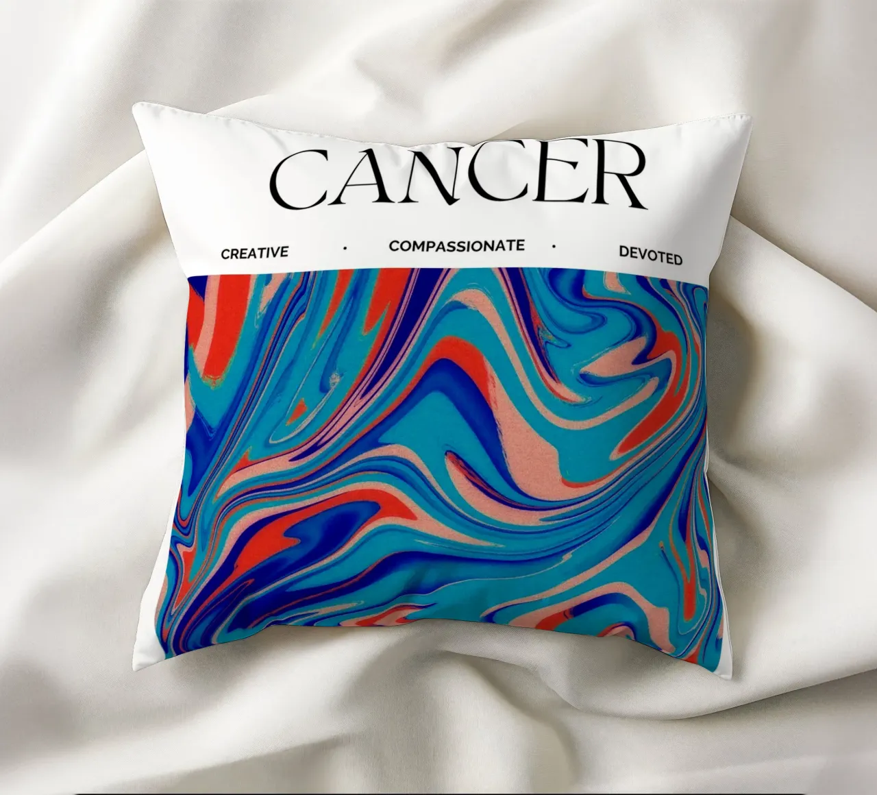 Cancer Zodiac Print – Nurturing, Intuitive & Compassionate cuscino da PrintCessStudio