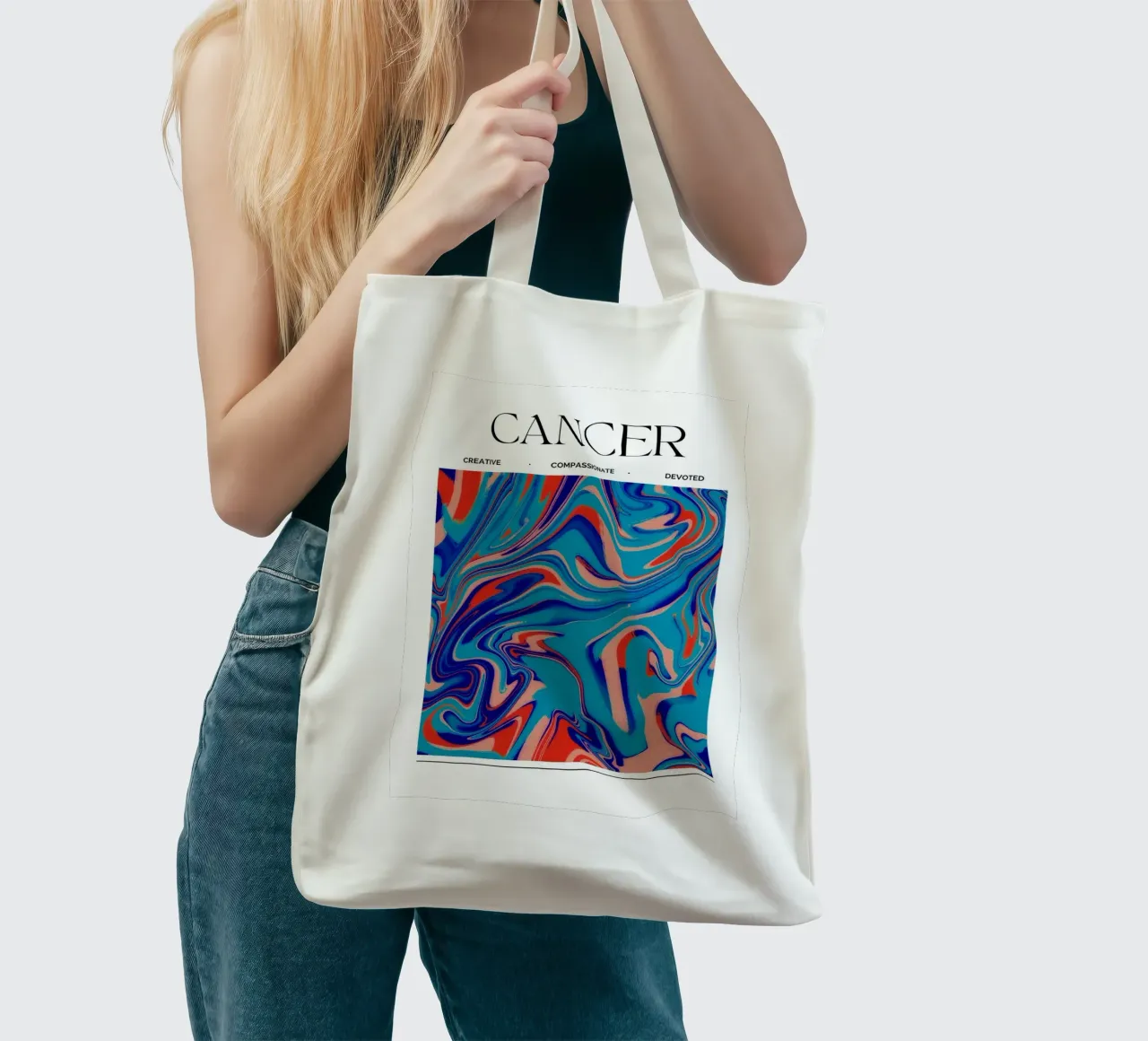 Cancer Zodiac Print – Nurturing, Intuitive & Compassionate borsa in juta da PrintCessStudio