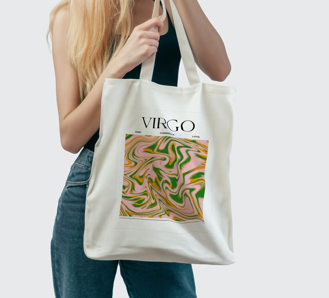 Virgo Zodiac Print – Methodical, Precise & Grounded borsa in juta da PrintCessStudio