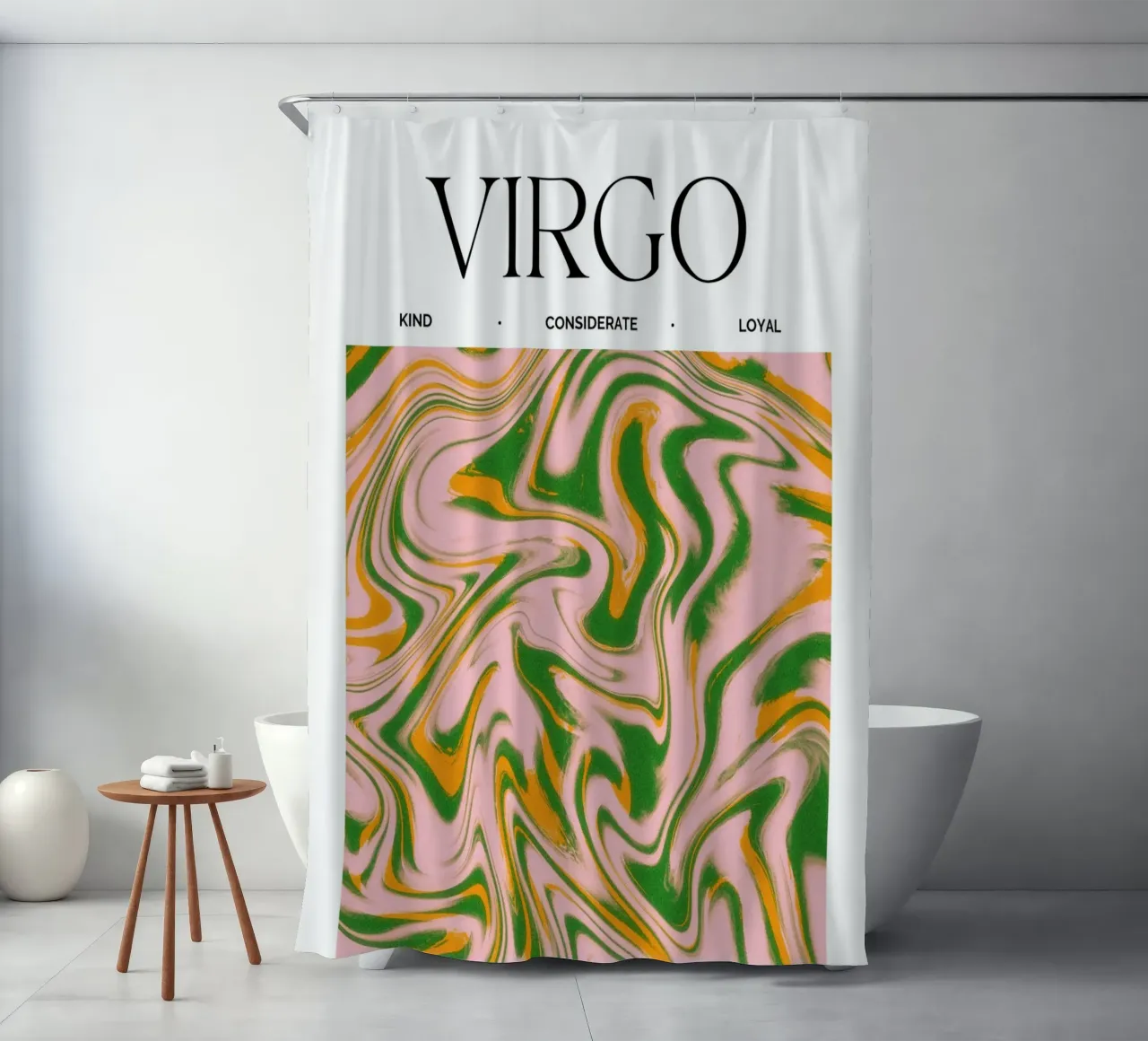 Virgo Zodiac Print – Methodical, Precise & Grounded tenda da doccia da PrintCessStudio