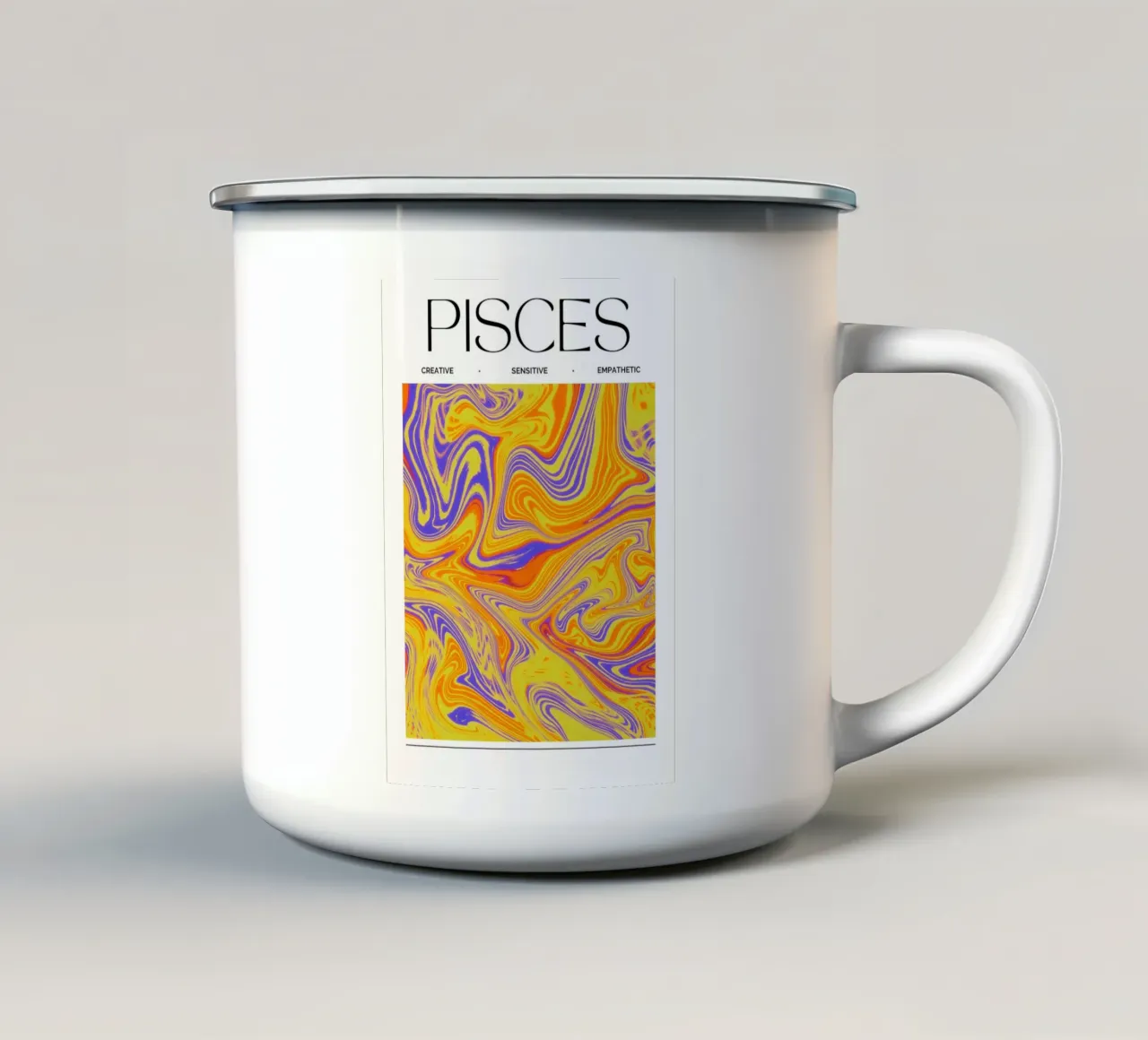 Pisces Zodiac Print – Dreamy, Intuitive & Abstract tazza in smalto da PrintCessStudio