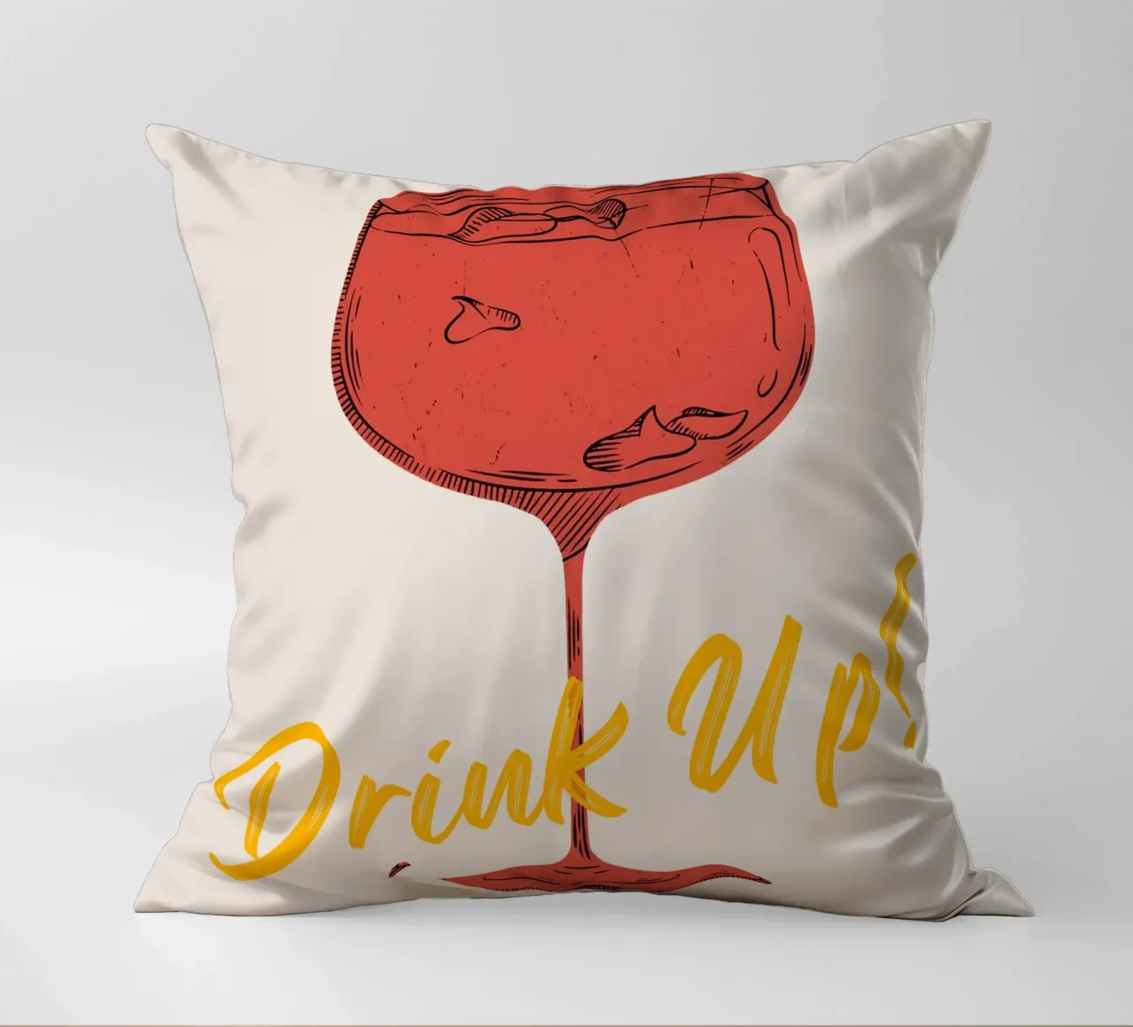 "Drink Up" Cocktail Glass Print – Playful & Stylish cuscino da PrintCessStudio