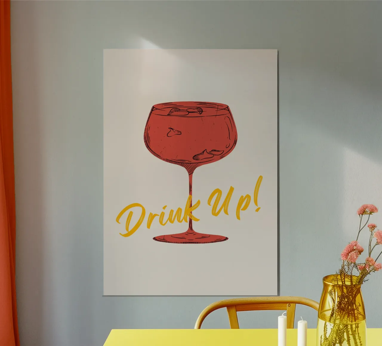 "Drink Up" Cocktail Glass Print – Playful & Stylish carta hahnemühle da PrintCessStudio