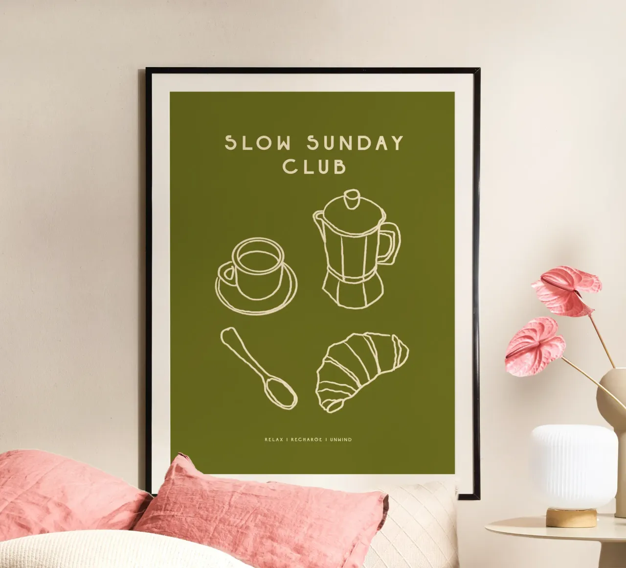 Slow Sunday Club poster con telaio in legno da treechild