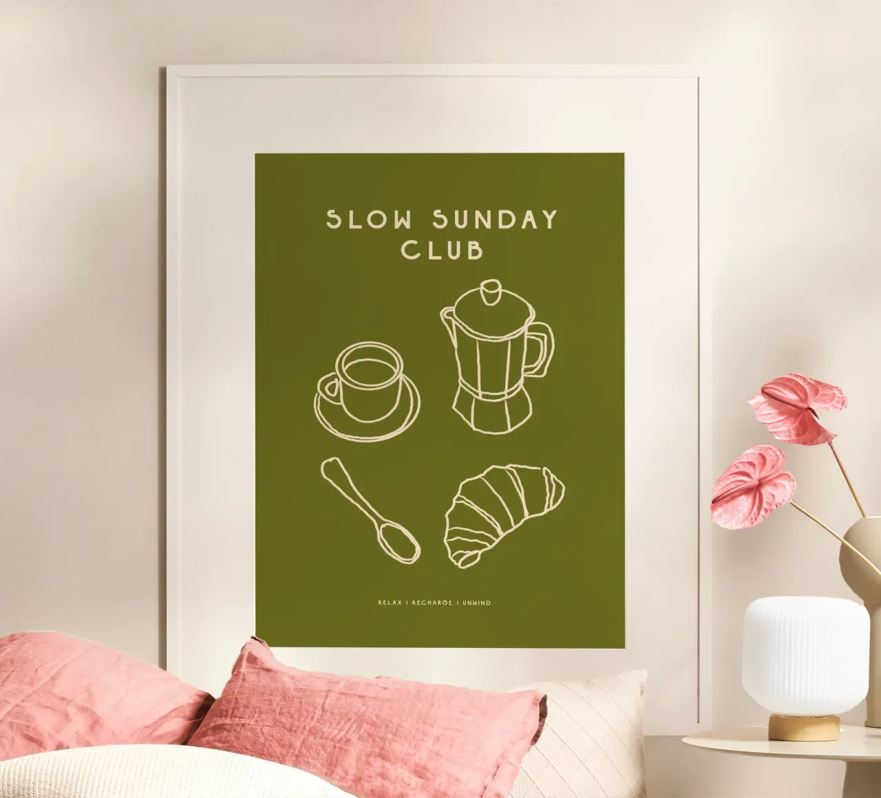 Slow Sunday Club poster con telaio in legno da treechild