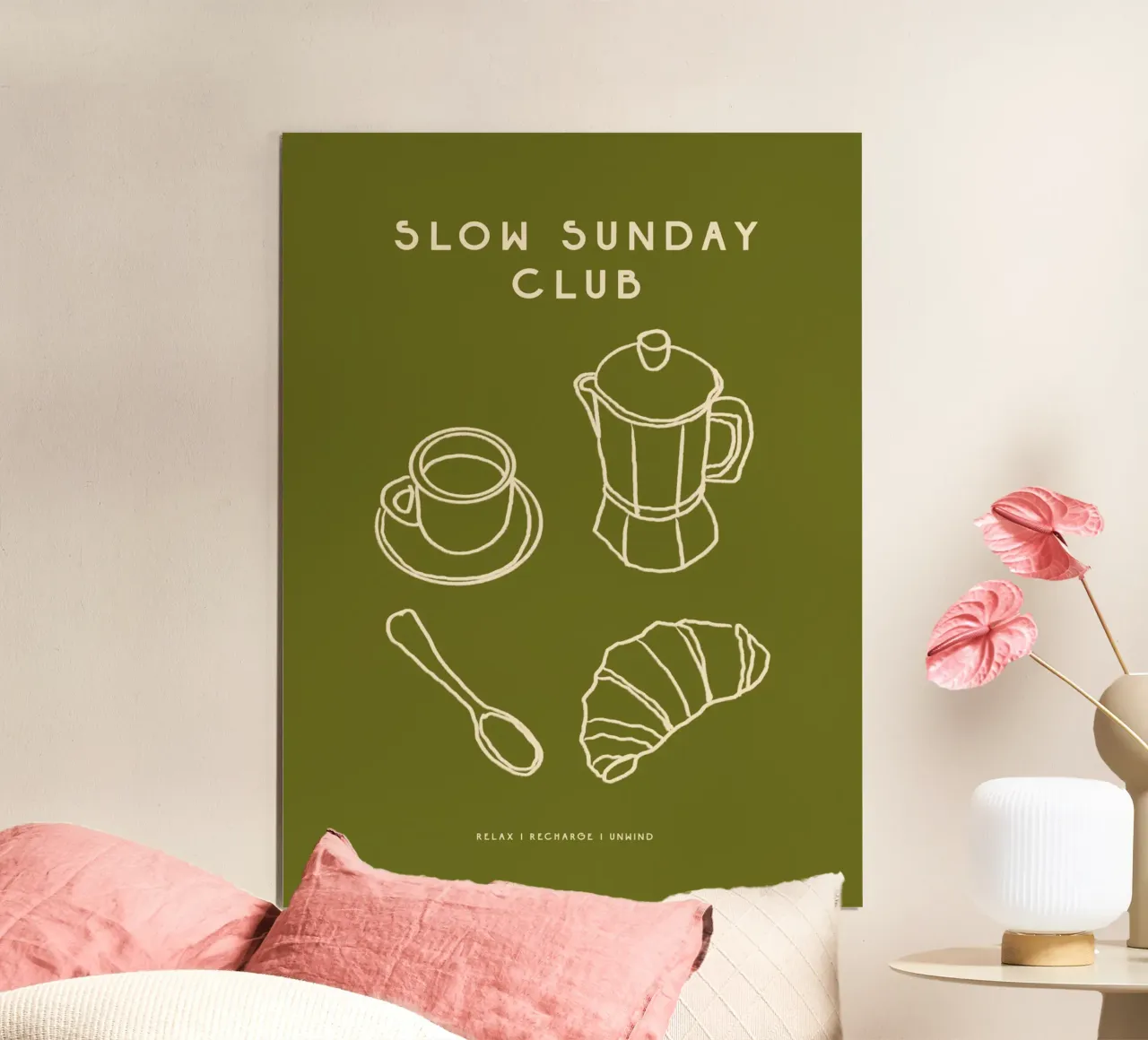 Slow Sunday Club poster con telaio in legno da treechild