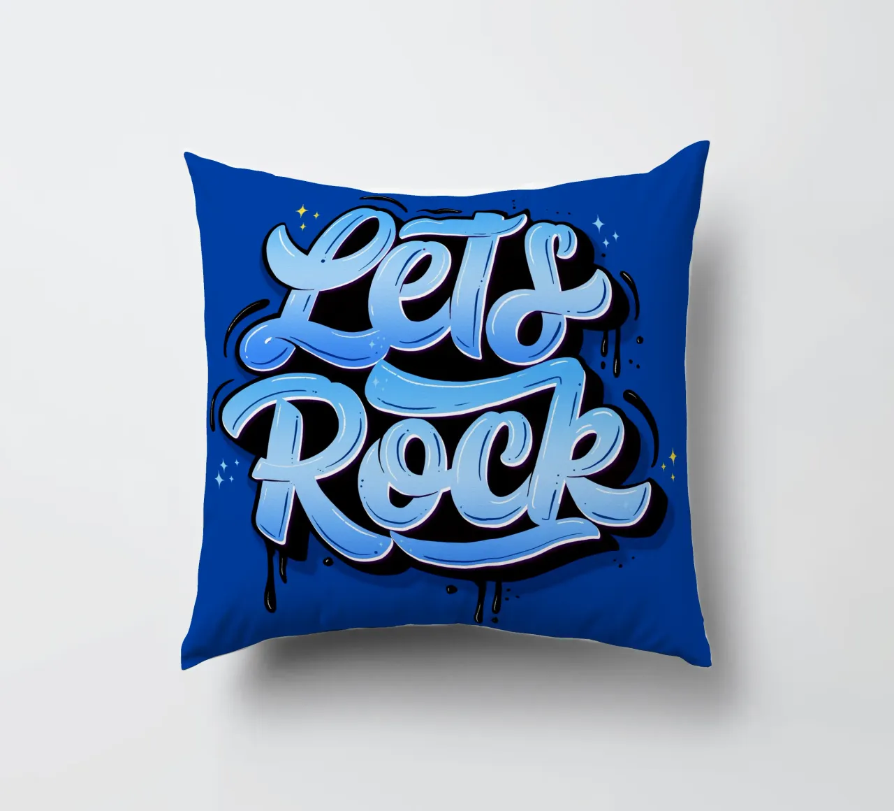 Let's Rock And Have a Good Time. Hand Lettering. Good Vibes decorative cushion by CalliLetters