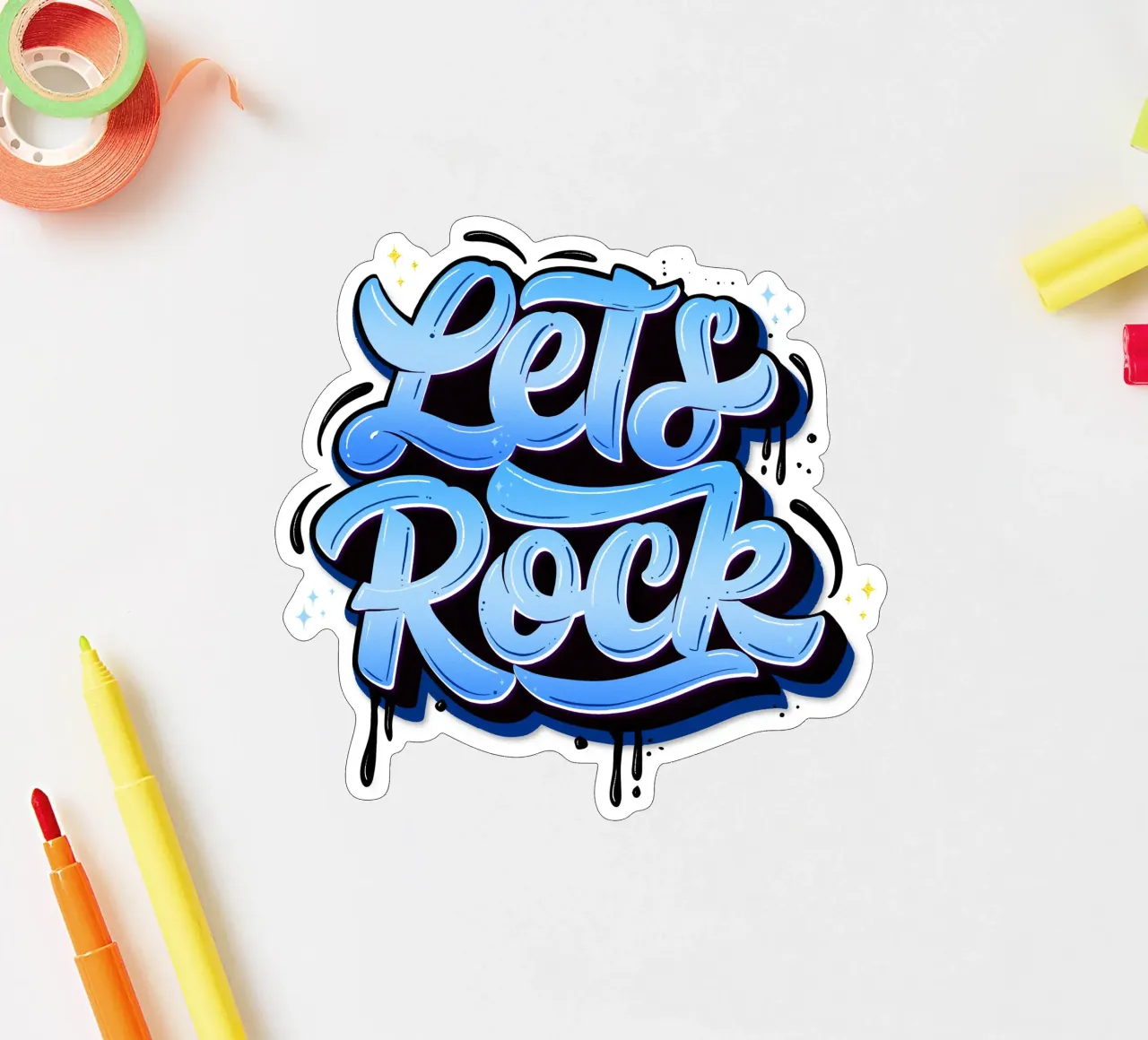 Let's Rock And Have a Good Time. Hand Lettering. Gute Vibes Sticker von CalliLetters