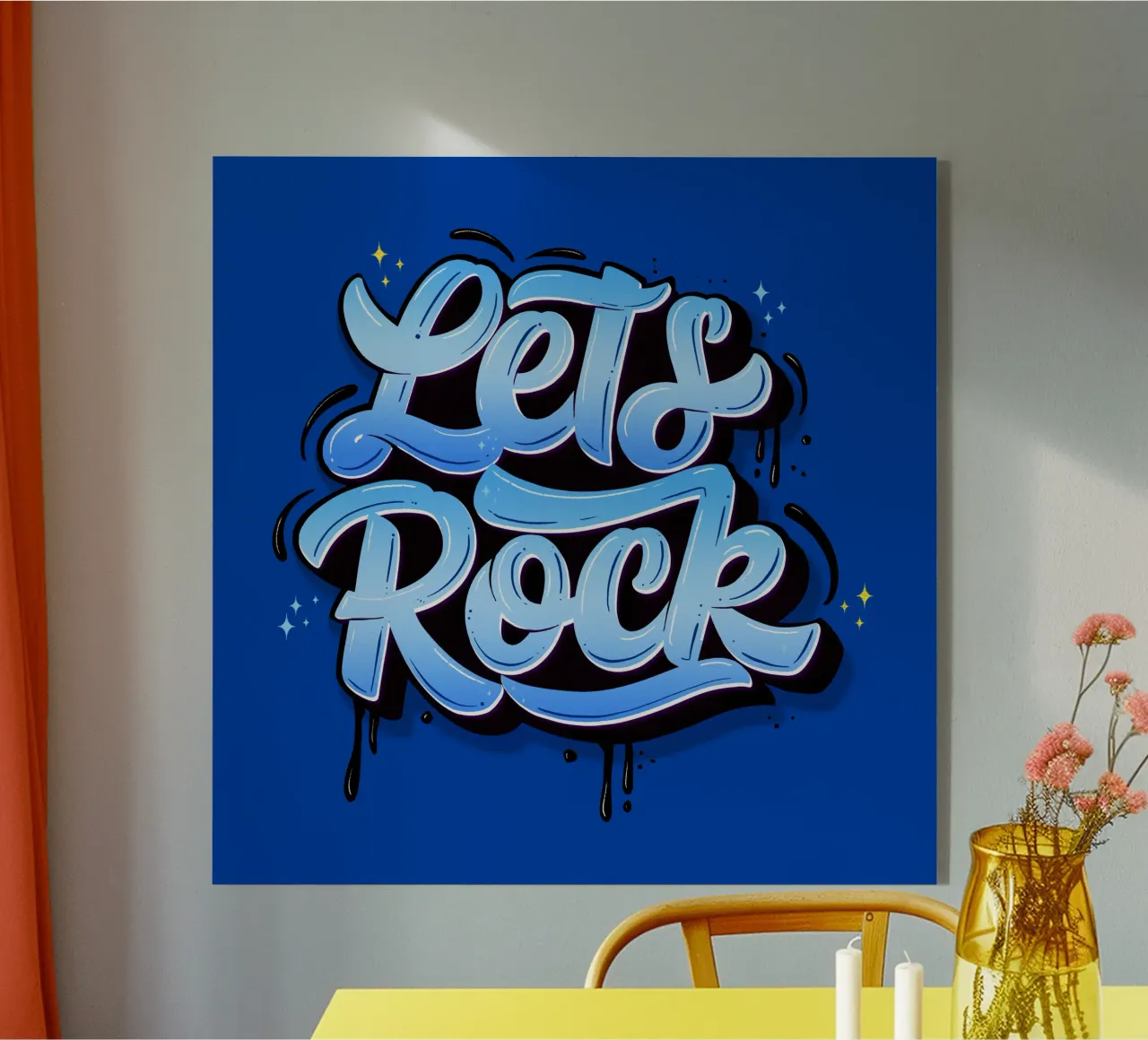 Let's Rock And Have a Good Time. Hand Lettering. Good Vibes acrylic glass by CalliLetters
