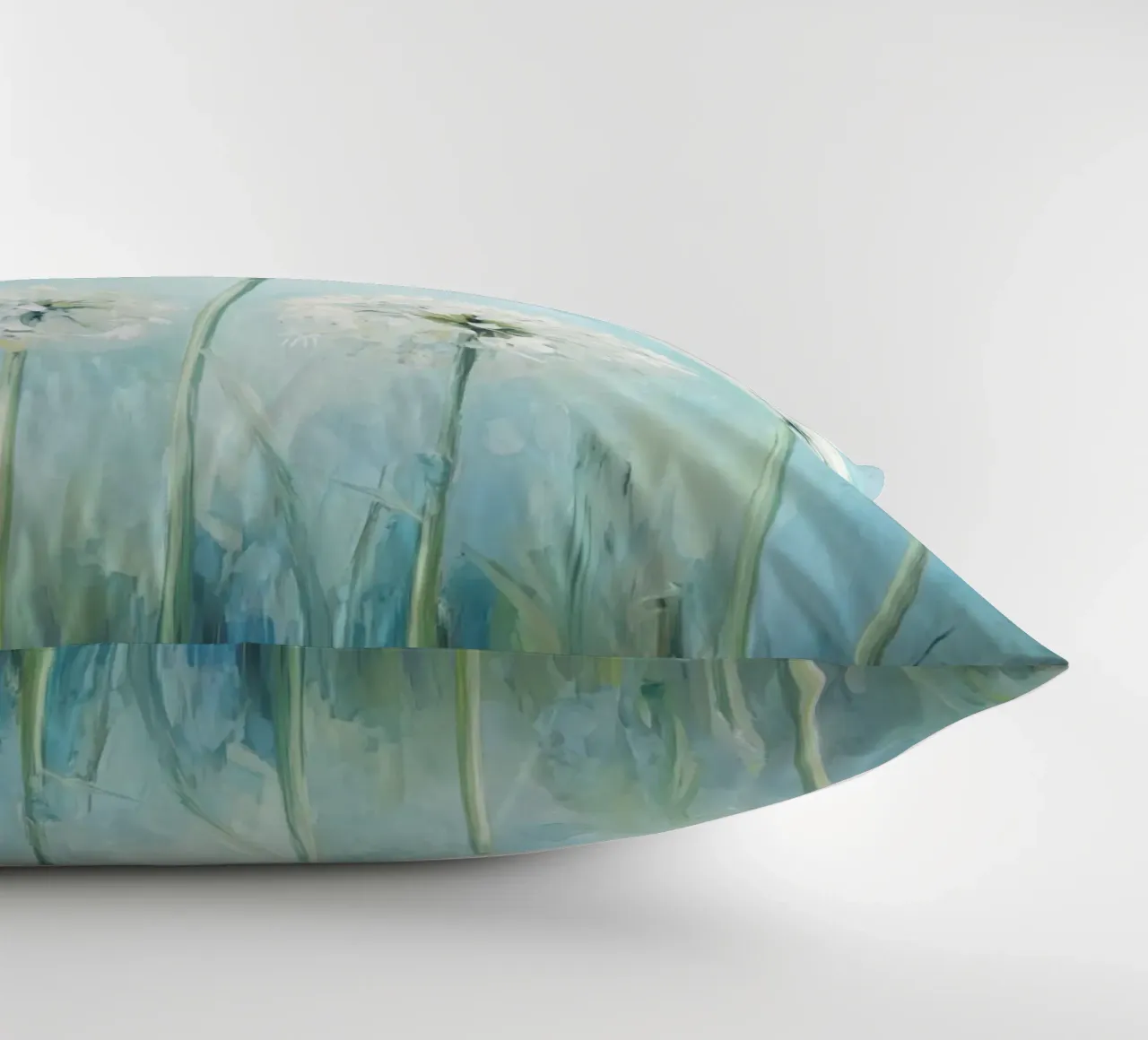 Dreamy Blue Dandelion Fields decorative cushion by Modern Muse