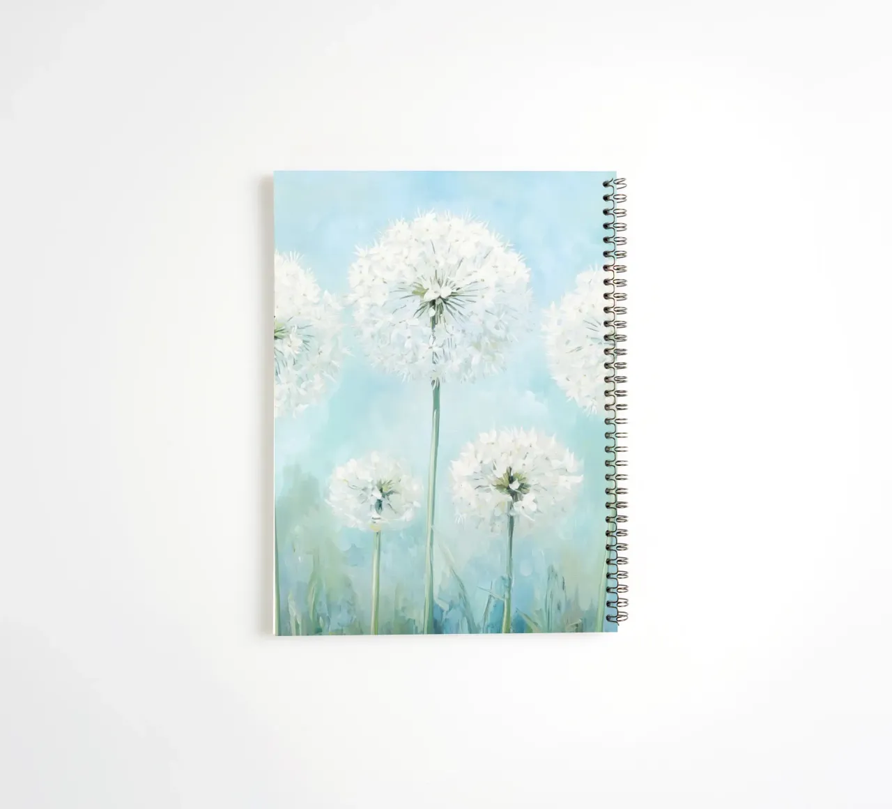 Dreamy Blue Dandelion Fields spiral notebook by Modern Muse