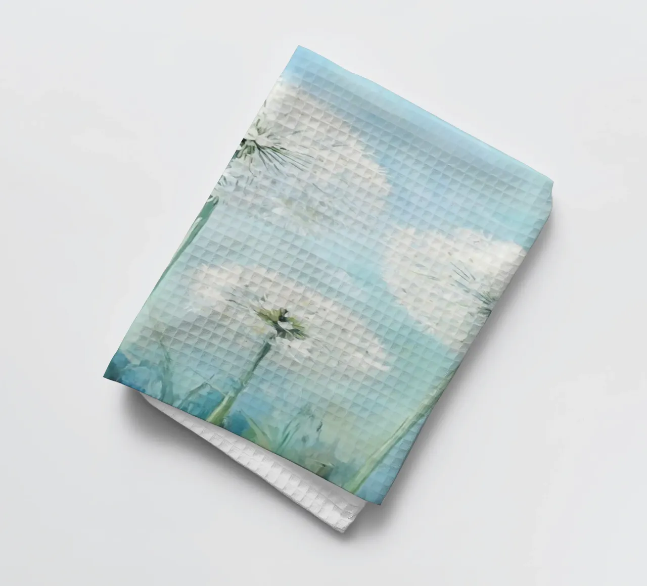 Dreamy Blue Dandelion Fields tea towel by Modern Muse