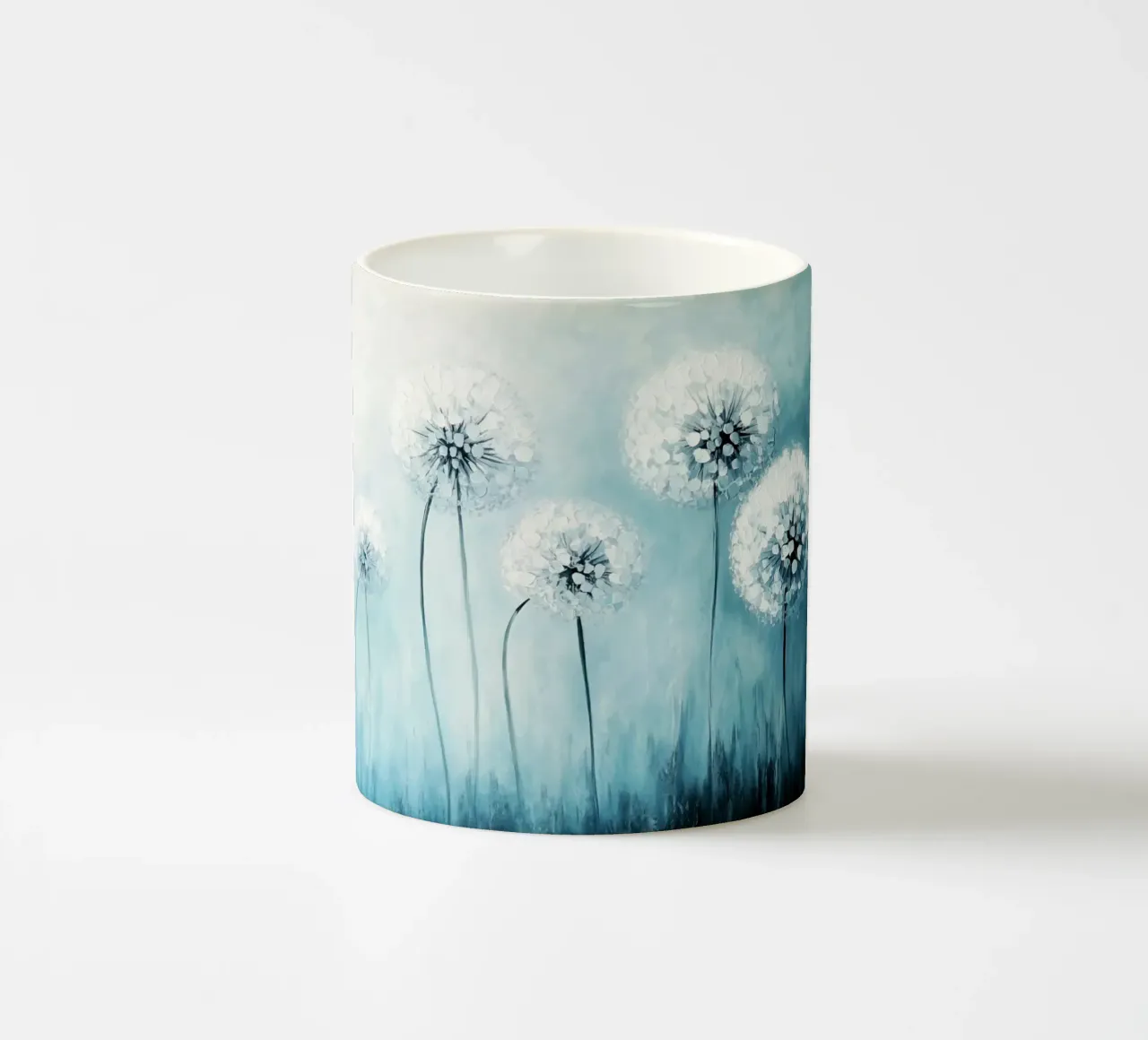 Sogni di dente di leone in blu tazza in ceramica da Modern Muse