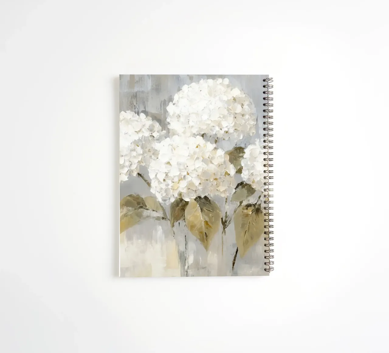 Soft White Hydrangea Hues spiral notebook by Modern Muse
