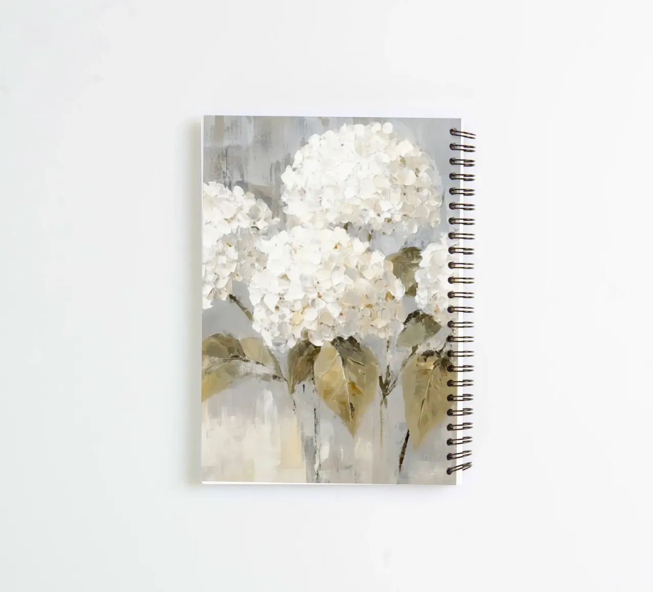 Soft White Hydrangea Hues spiral notebook by Modern Muse