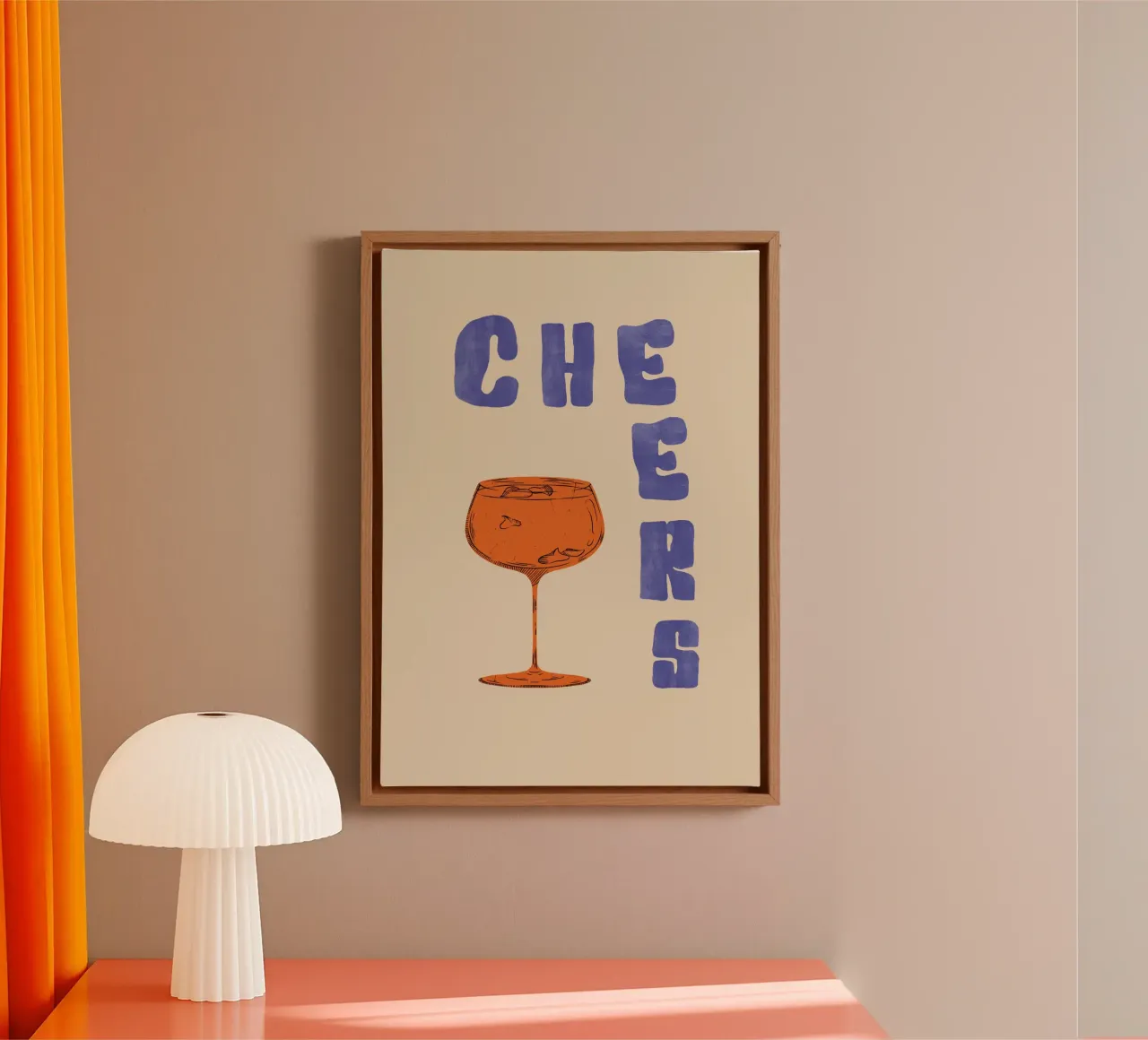 "Sips of Celebration" – Abstract Cheers Print with Cocktail tela con Cornice a cassetta da PrintCessStudio
