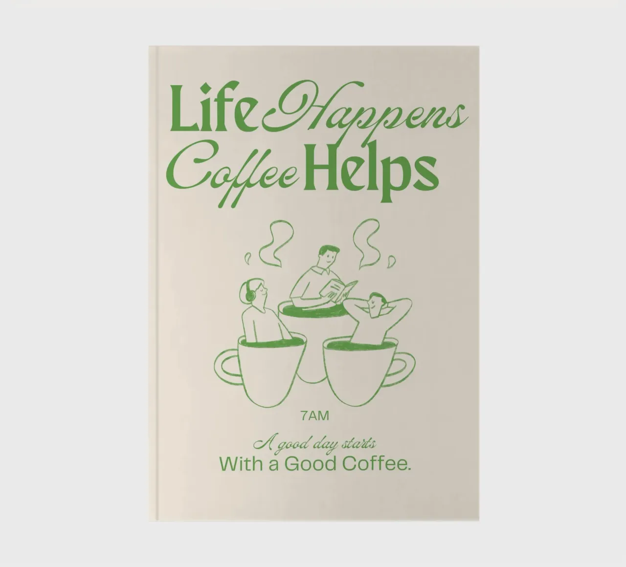 "Life Happens, Coffee Helps" Retro Print – Nostalgic & Cozy notebook by PrintCessStudio