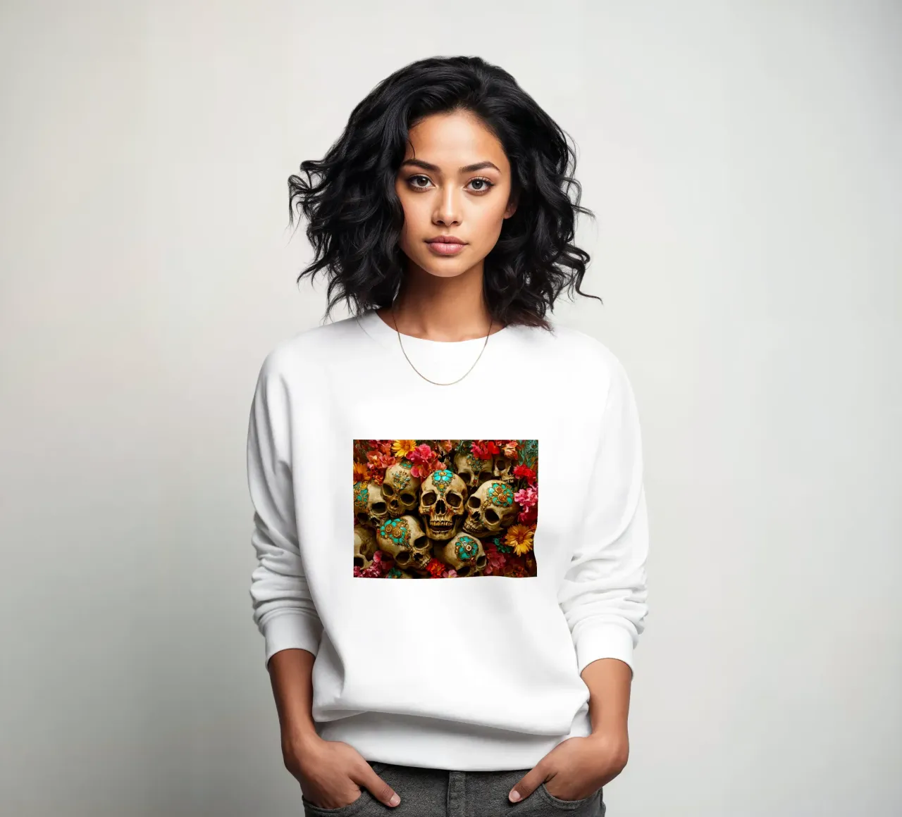 Teschi dorati con fiori felpa da Modern Muse