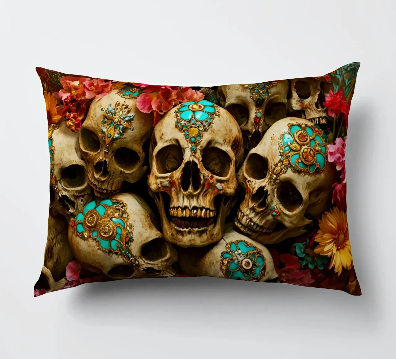 Teschi dorati con fiori cuscino da Modern Muse