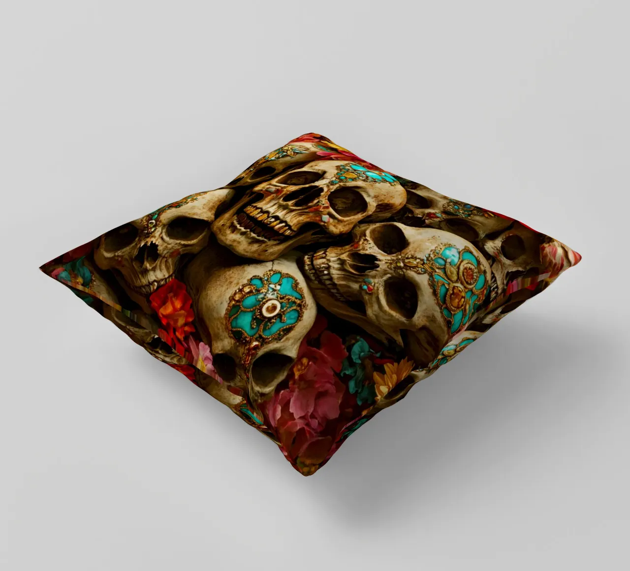 Teschi dorati con fiori cuscino da Modern Muse
