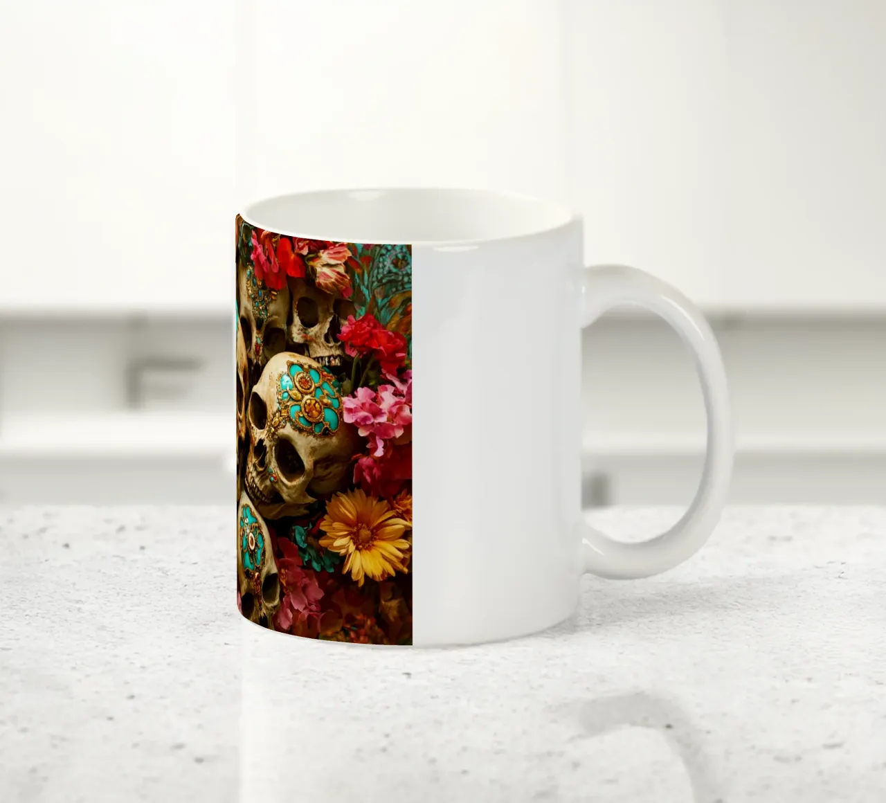 Teschi dorati con fiori tazza in ceramica da Modern Muse