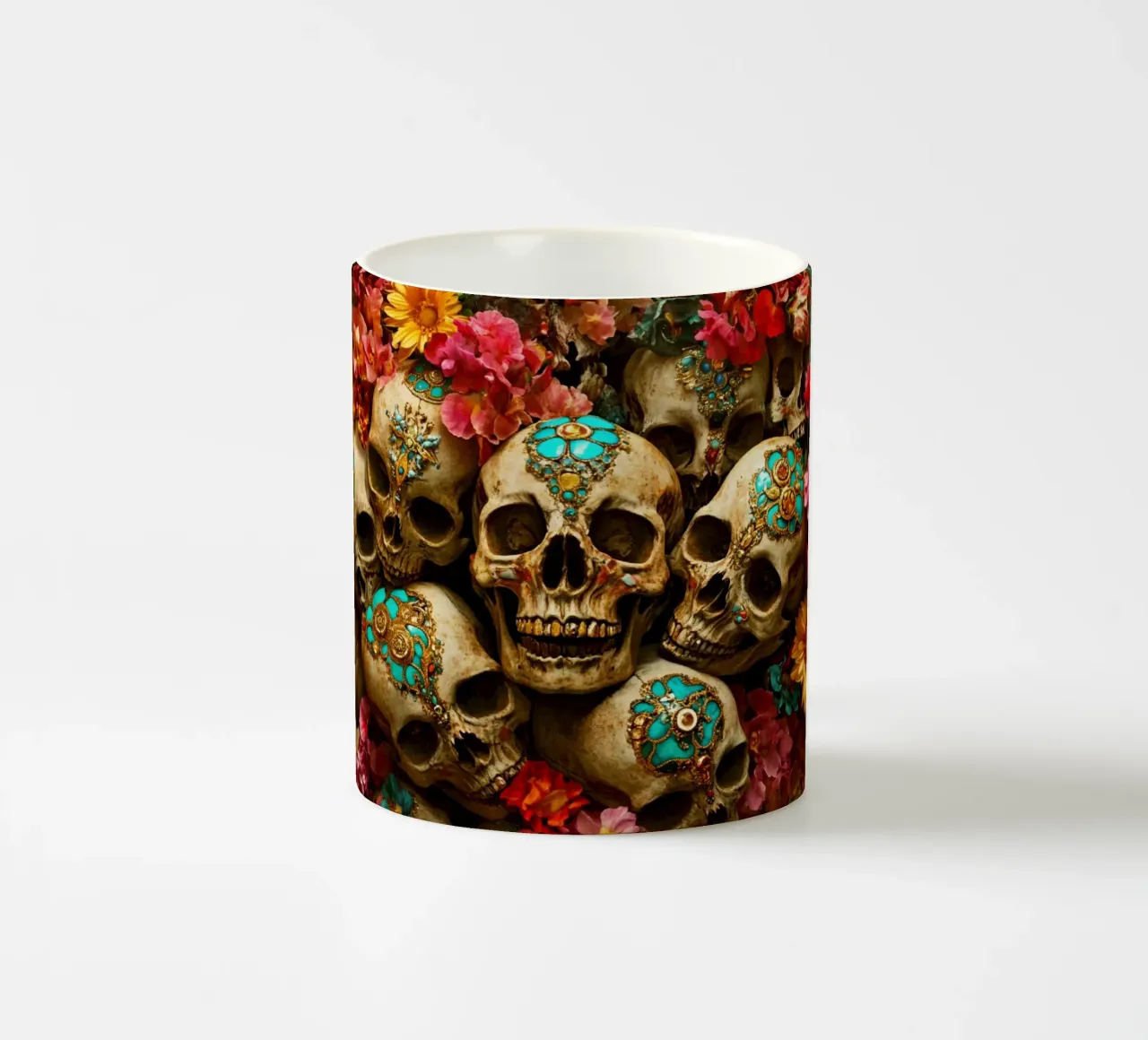 Teschi dorati con fiori tazza in ceramica da Modern Muse