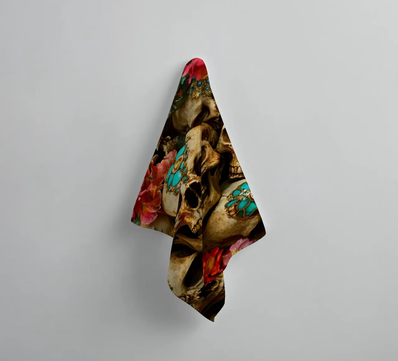 Teschi dorati con fiori asciugamano da bagno da Modern Muse