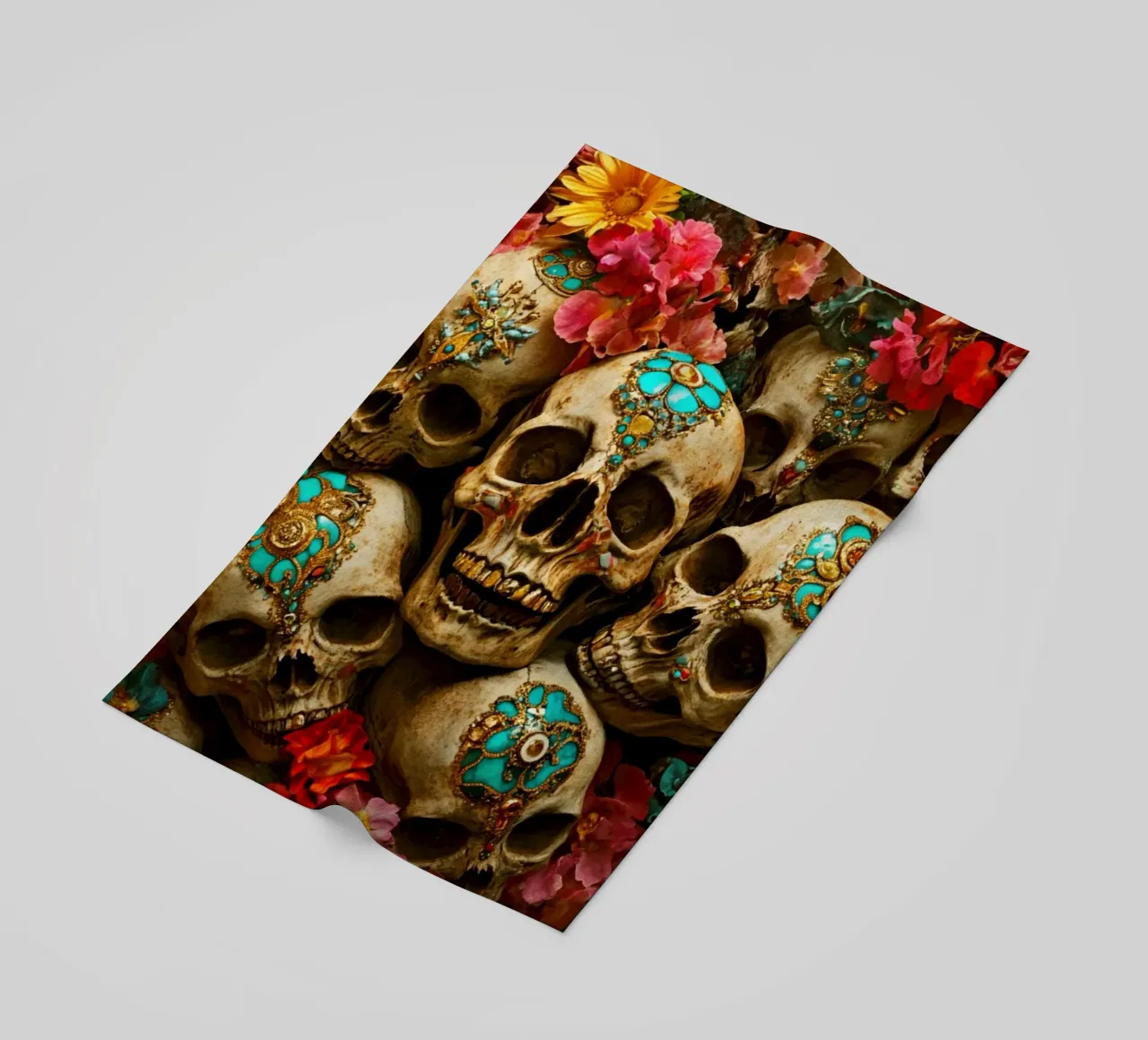 Teschi dorati con fiori telo mare da Modern Muse