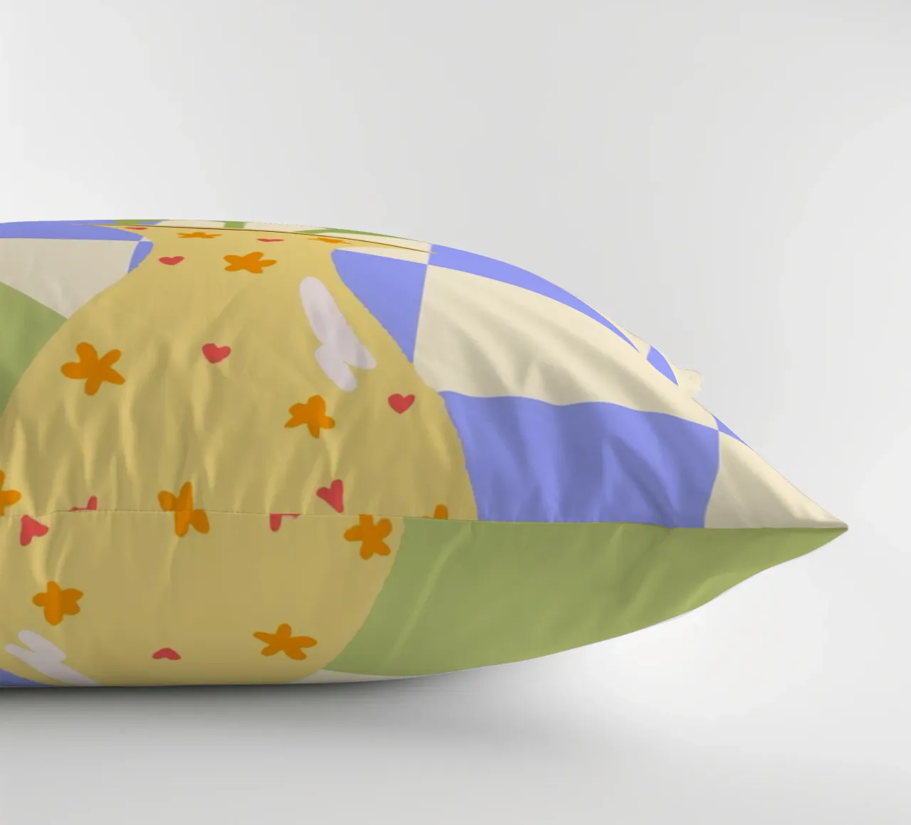 "Checkered Flowers" – Abstract Vase Print cuscino da PrintCessStudio
