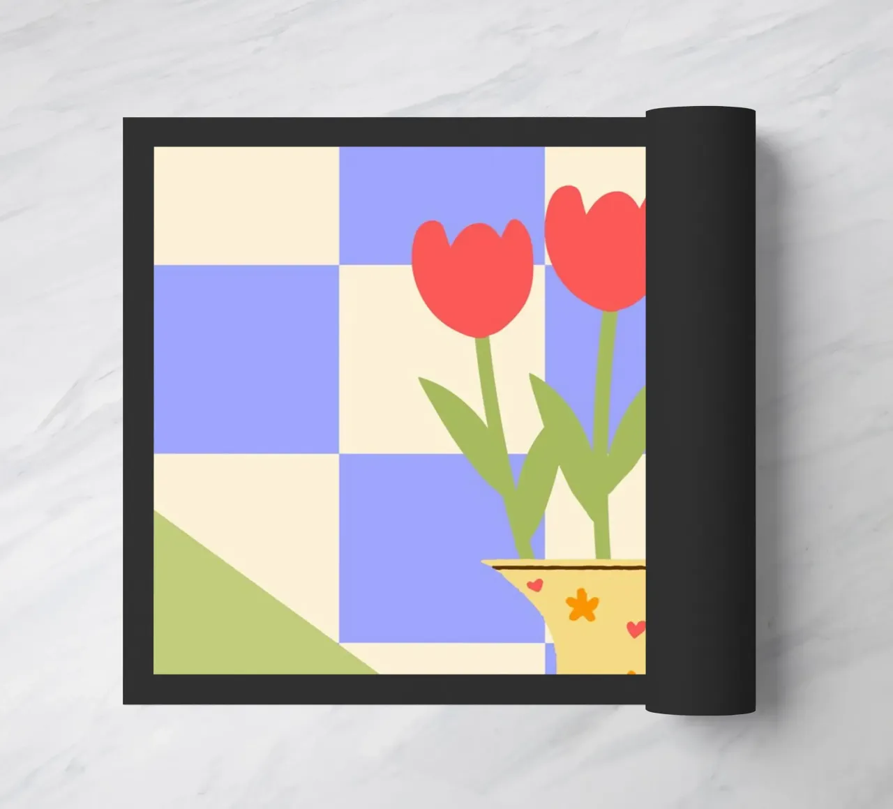 "Checkered Flowers" – Abstract Vase Print zerbino da PrintCessStudio