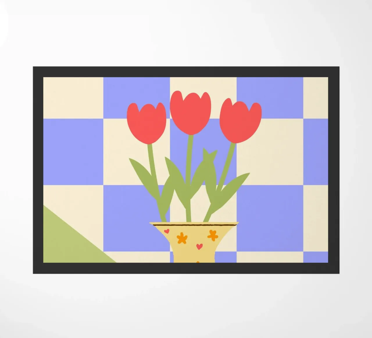 "Checkered Flowers" – Abstract Vase Print zerbino da PrintCessStudio