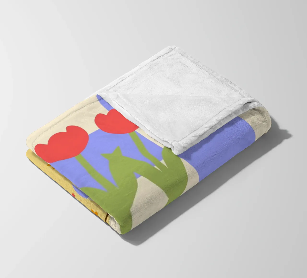 "Checkered Flowers" – Abstract Vase Print coperta in pile da PrintCessStudio
