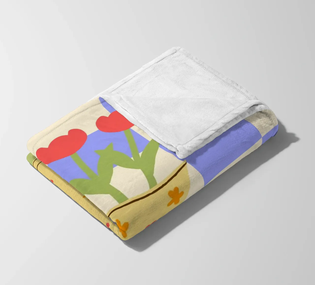 "Checkered Flowers" – Abstract Vase Print coperta in pile da PrintCessStudio