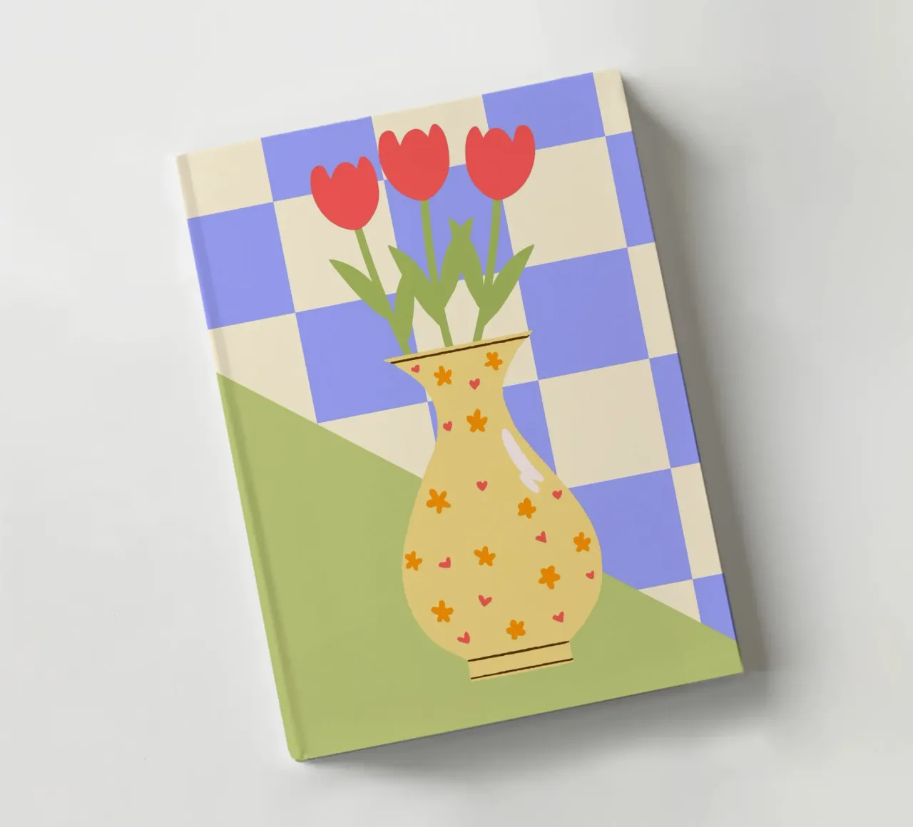 "Checkered Flowers" – Abstract Vase Print notebook by PrintCessStudio