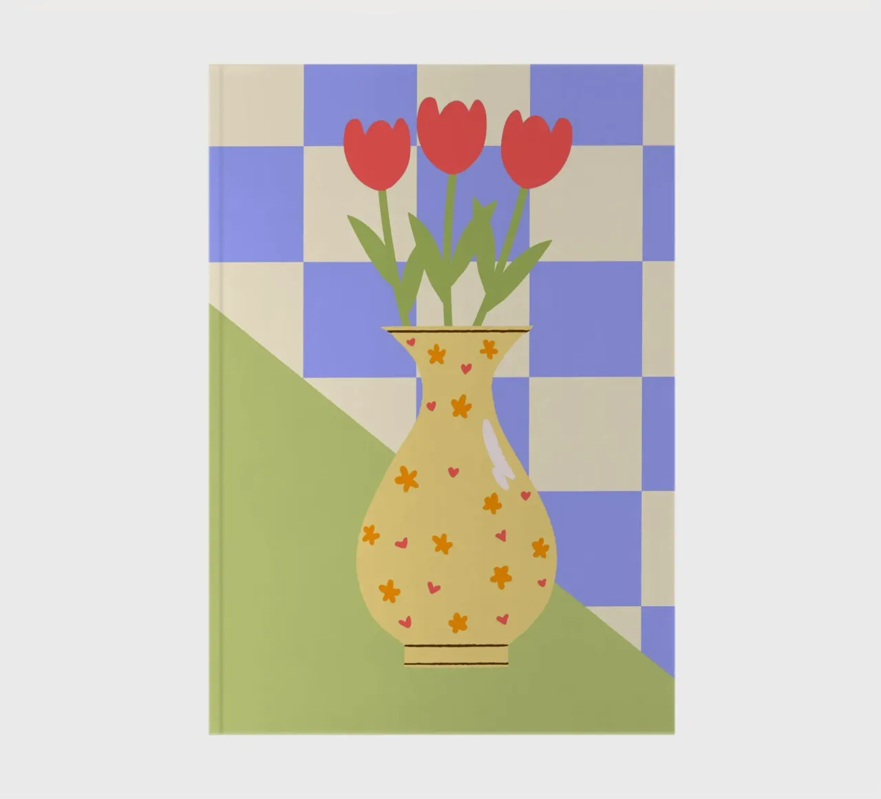 "Checkered Flowers" – Abstract Vase Print notebook by PrintCessStudio