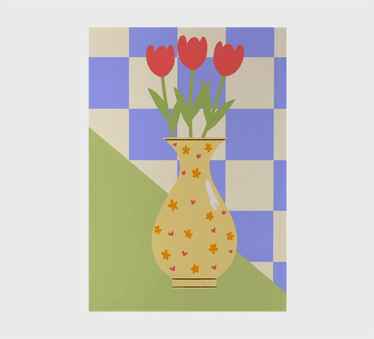 "Checkered Flowers" – Abstract Vase Print notebook by PrintCessStudio