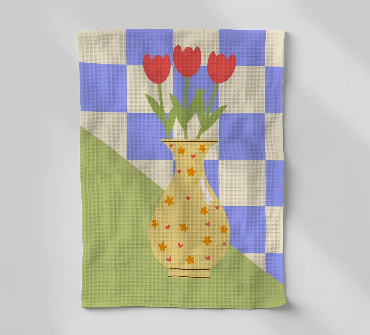 "Checkered Flowers" – Abstract Vase Print canovaccio da cucina da PrintCessStudio