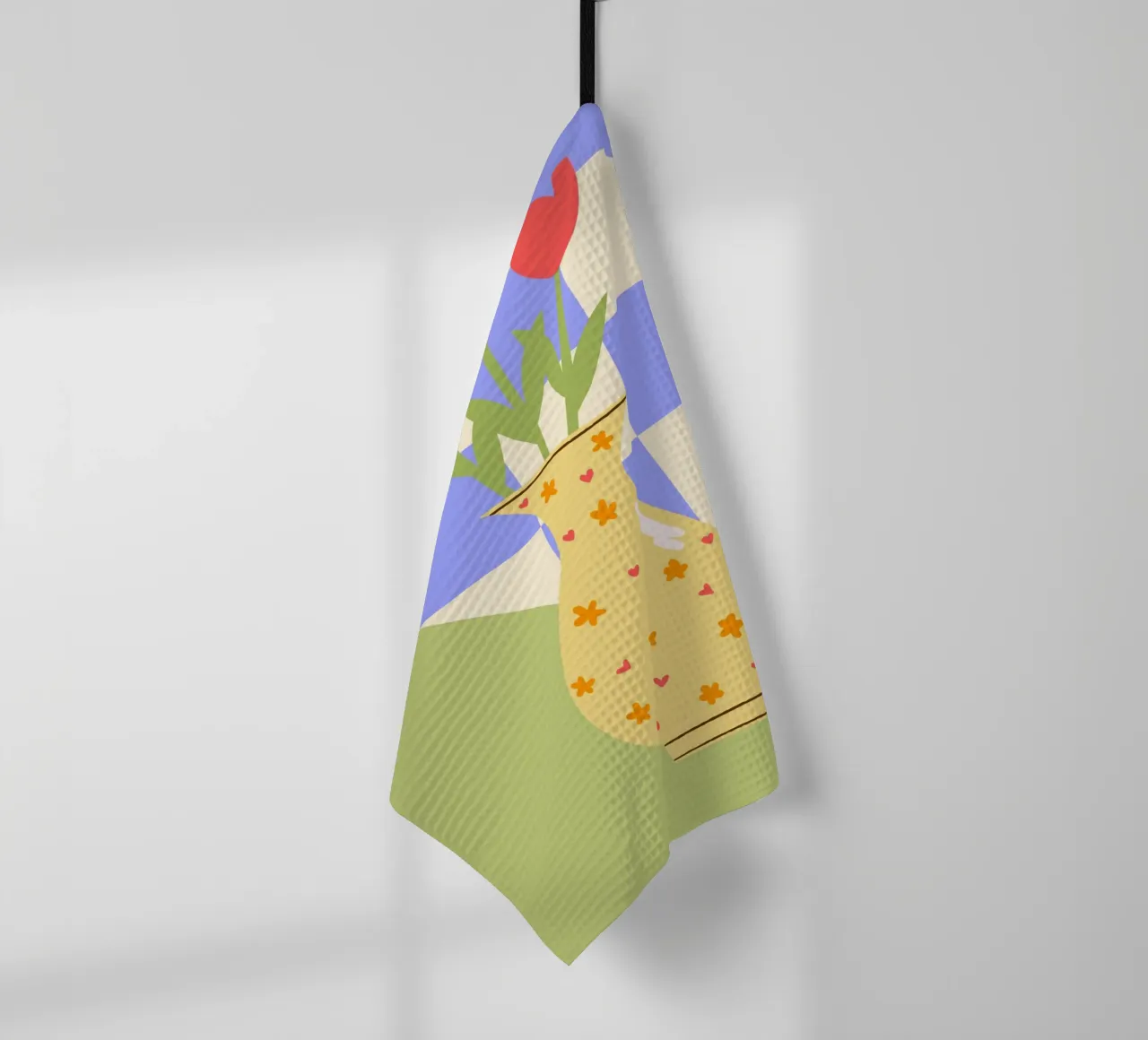 "Checkered Flowers" – Abstract Vase Print canovaccio da cucina da PrintCessStudio