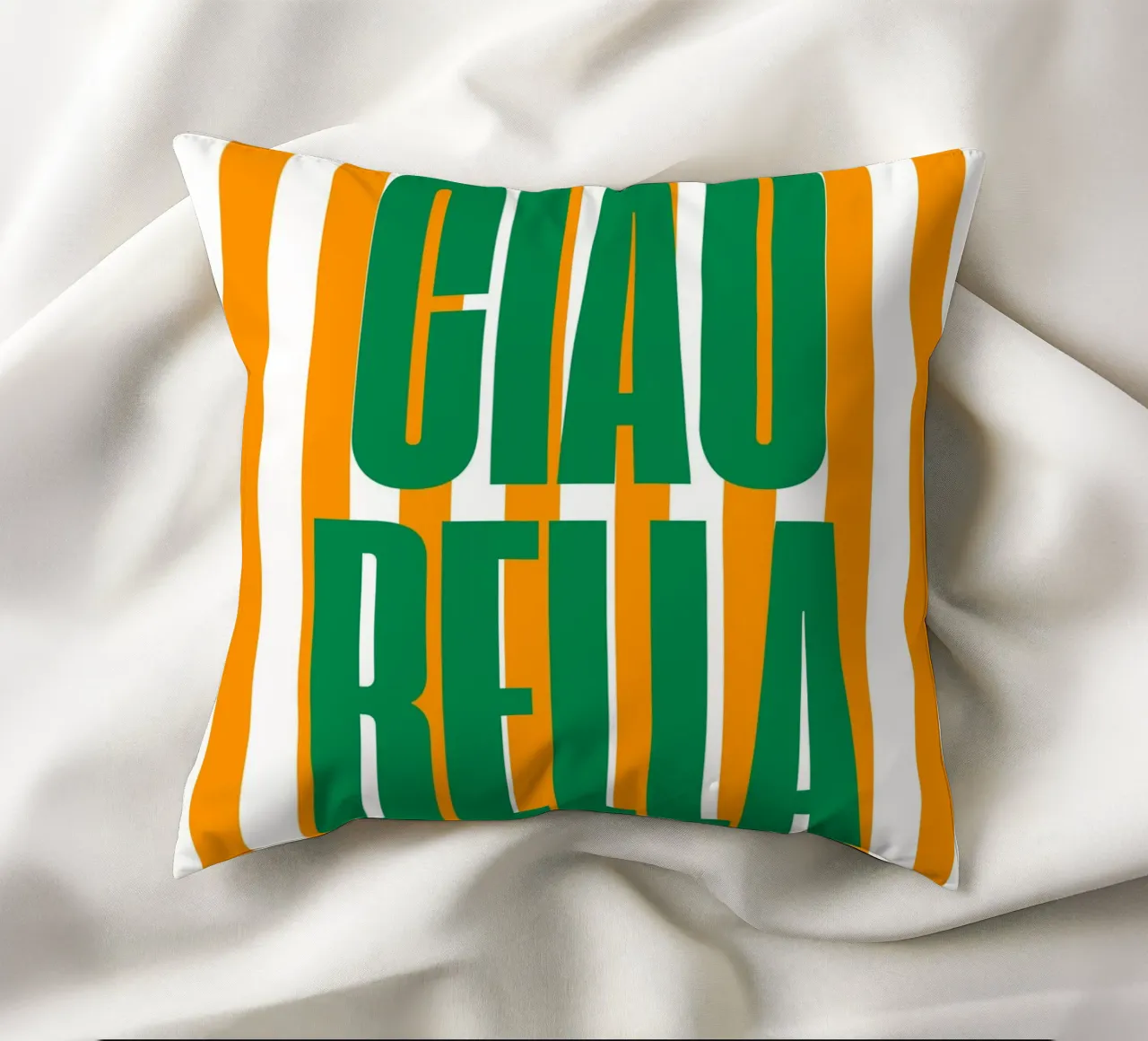 "Ciao Bella" – Bold and Bright Stripe Print cuscino da PrintCessStudio