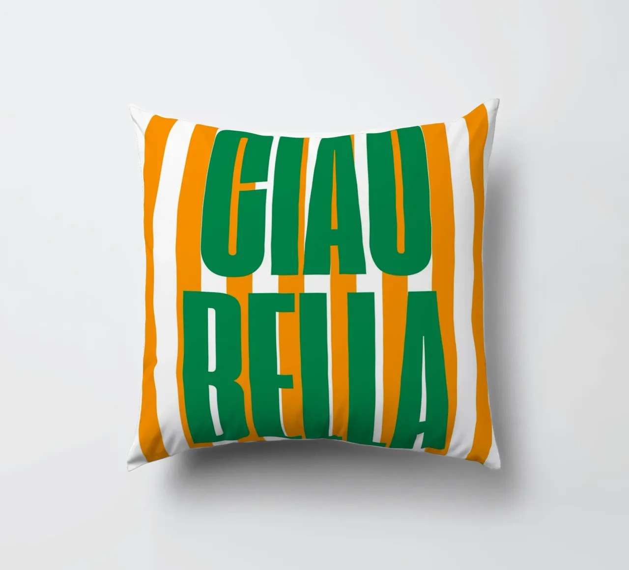 "Ciao Bella" – Bold and Bright Stripe Print cuscino da PrintCessStudio