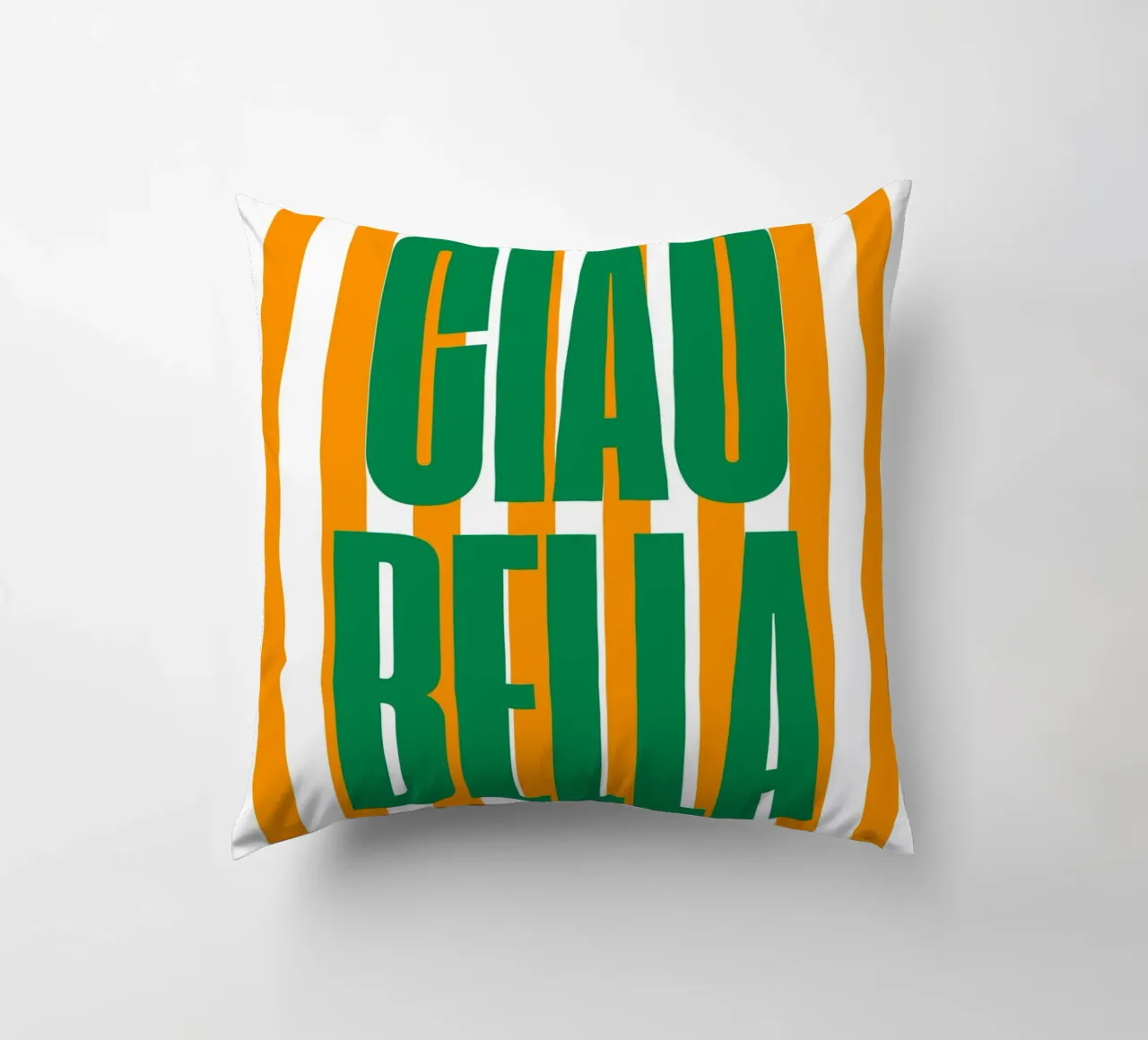 "Ciao Bella" – Bold and Bright Stripe Print cuscino da PrintCessStudio