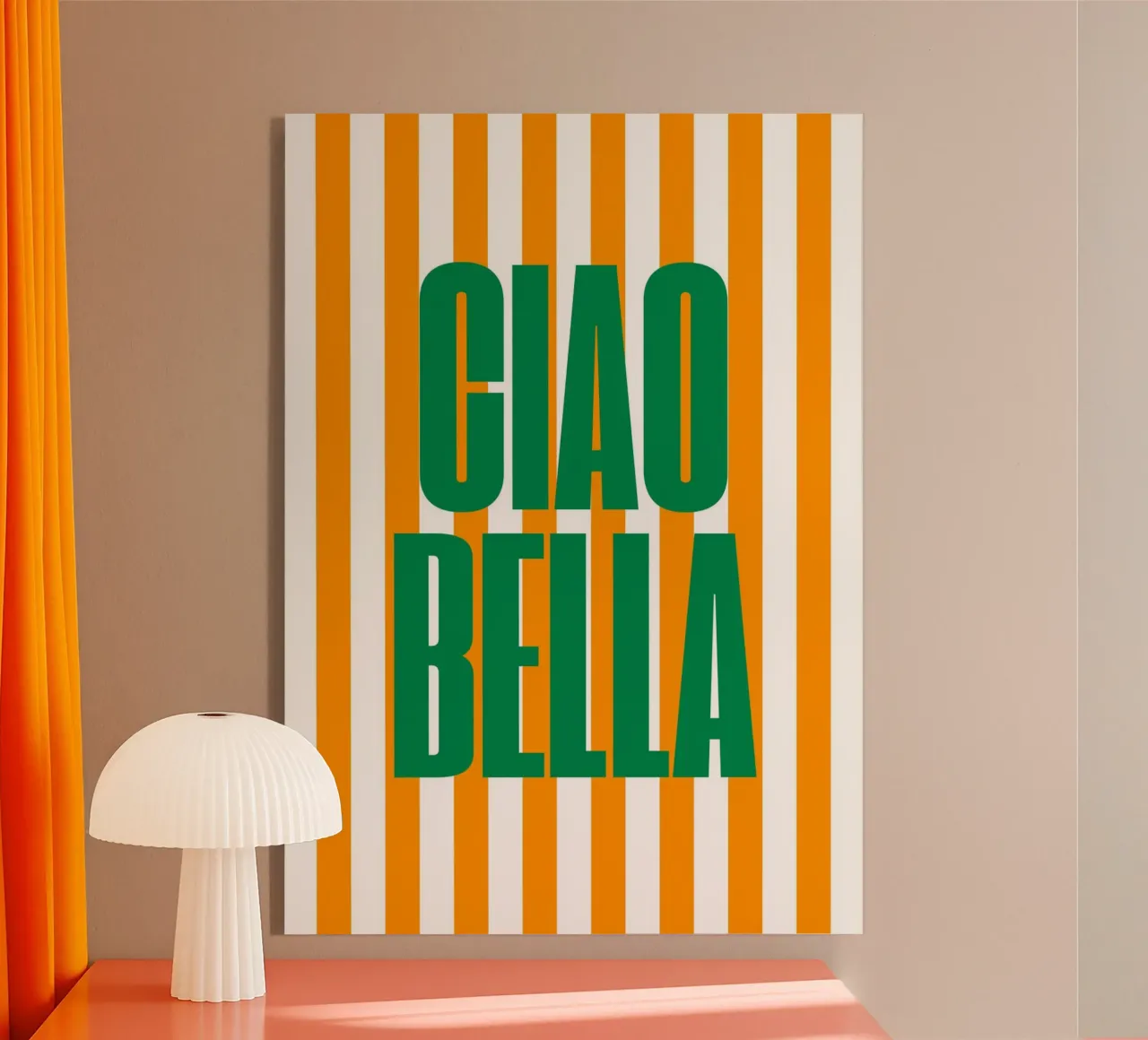 "Ciao Bella" – Bold and Bright Stripe Print plexiglass da PrintCessStudio
