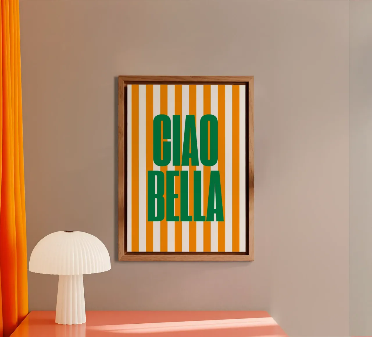 "Ciao Bella" – Bold and Bright Stripe Print alluminio dibond da PrintCessStudio