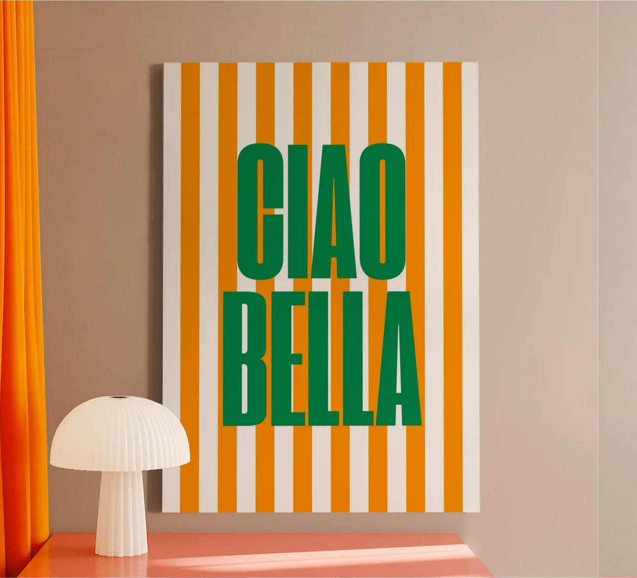 "Ciao Bella" – Bold and Bright Stripe Print tela da PrintCessStudio