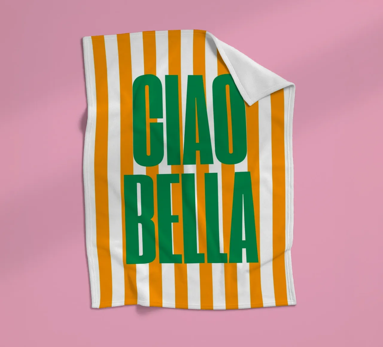 "Ciao Bella" – Bold and Bright Stripe Print coperta in pile da PrintCessStudio