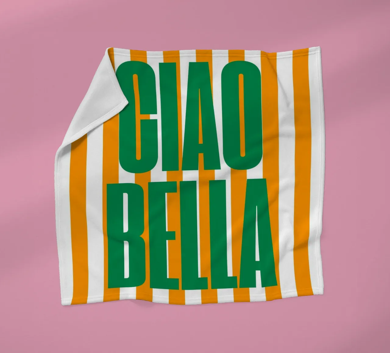 "Ciao Bella" – Bold and Bright Stripe Print coperta in pile da PrintCessStudio